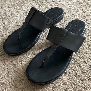 Timberland Black Faux Leather Sandals New